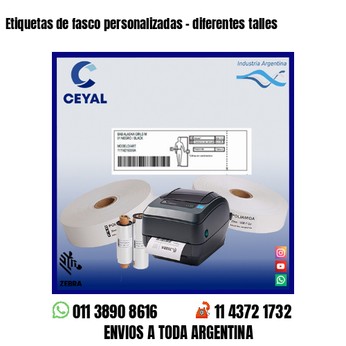 Etiquetas de fasco personalizadas – diferentes talles