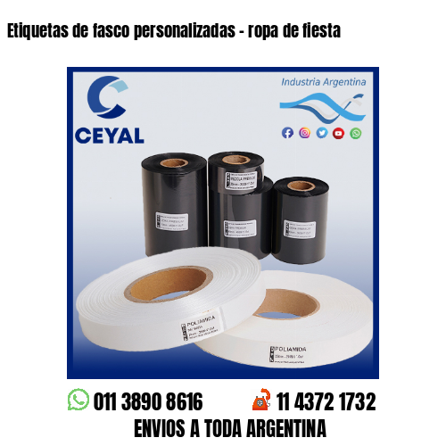 Etiquetas de fasco personalizadas – ropa de fiesta