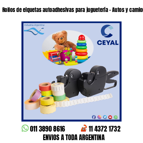 Rollos de eiquetas autoadhesivas para juguetería – Autos y camiones