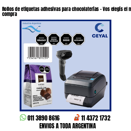 Rollos de etiquetas adhesivas para chocolaterías – Vos elegís el mínimo de compra