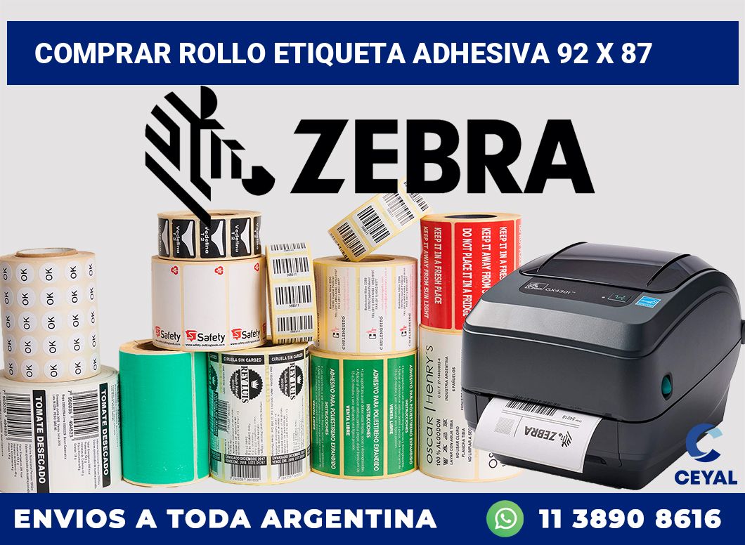 Comprar rollo etiqueta adhesiva 92 x 87