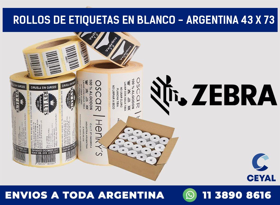 Rollos de etiquetas en blanco - Argentina 43 x 73