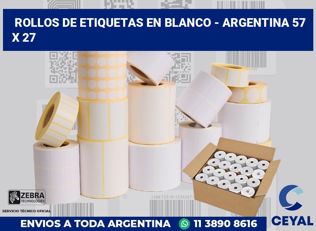 Rollos de etiquetas en blanco – Argentina 57 x 27