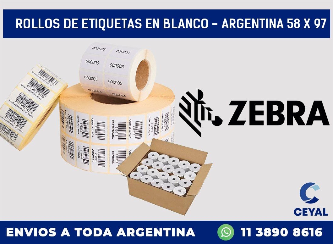 Rollos de etiquetas en blanco - Argentina 58 x 97