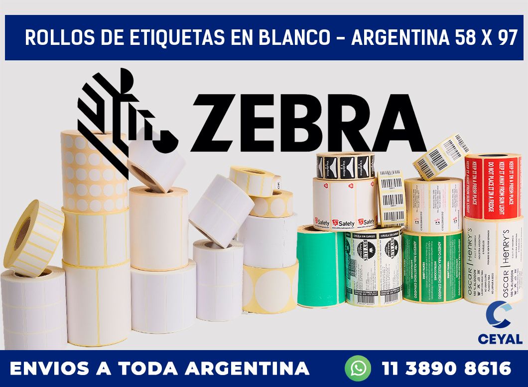 Rollos de etiquetas en blanco – Argentina 58 x 97