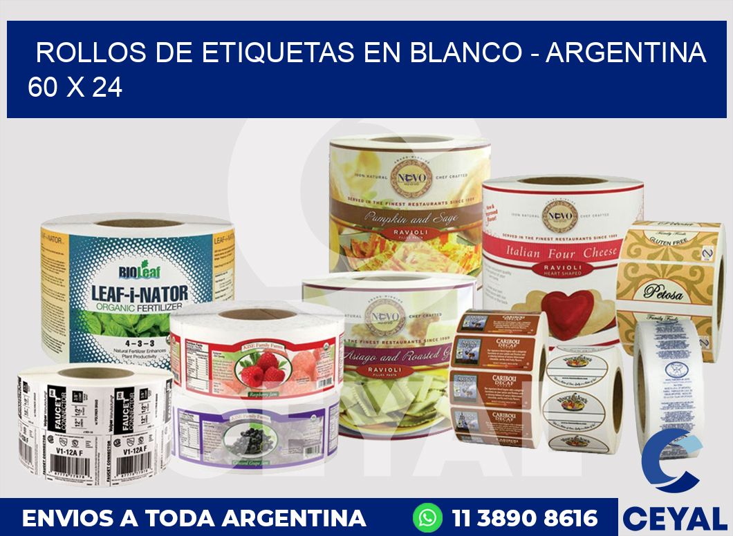 Rollos de etiquetas en blanco – Argentina 60 x 24