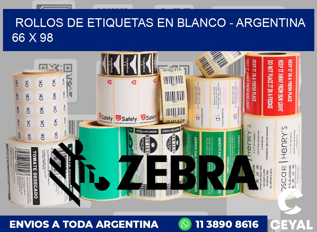 Rollos de etiquetas en blanco - Argentina 66 x 98