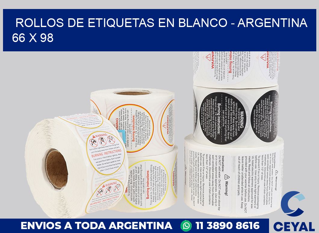 Rollos de etiquetas en blanco – Argentina 66 x 98