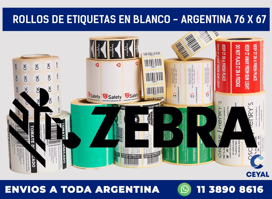 Rollos de etiquetas en blanco – Argentina 76 x 67