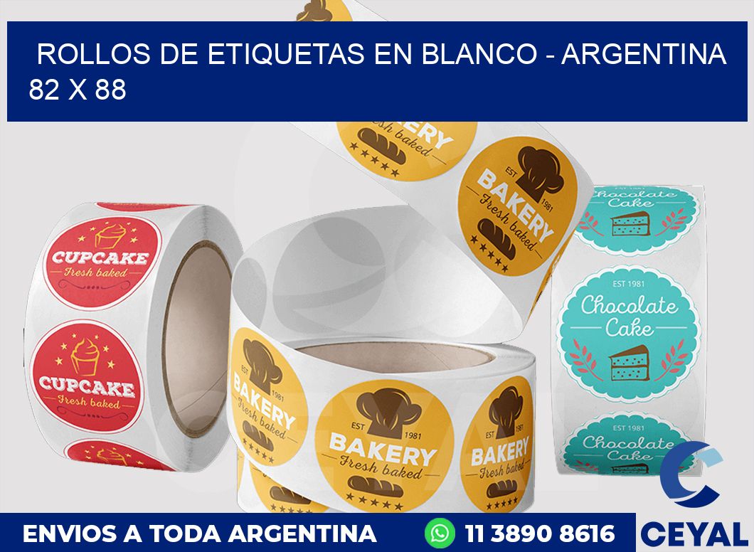 Rollos de etiquetas en blanco - Argentina 82 x 88