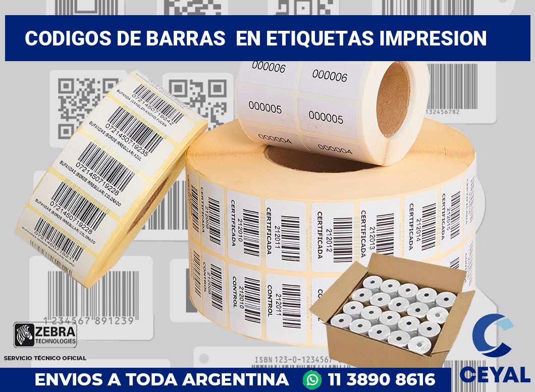 codigos de barras  en etiquetas impresion