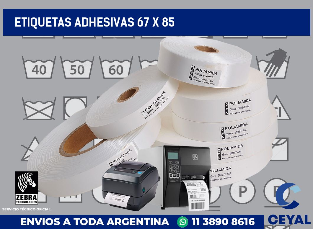 etiquetas adhesivas 67 x 85