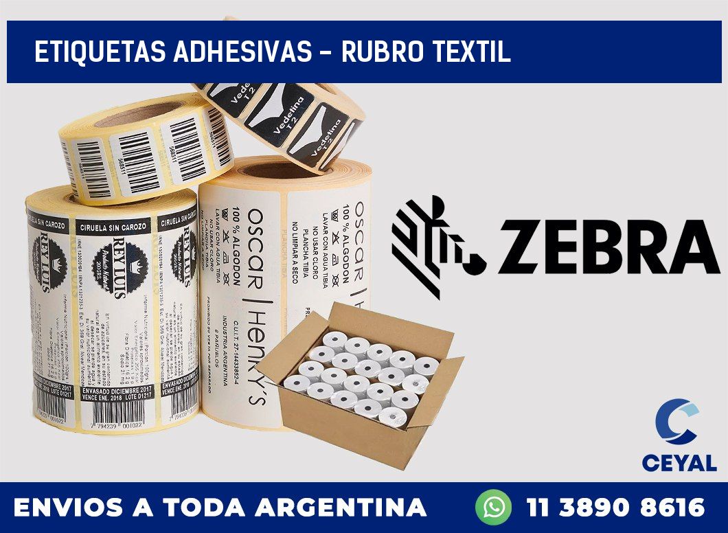 etiquetas adhesivas - rubro textil