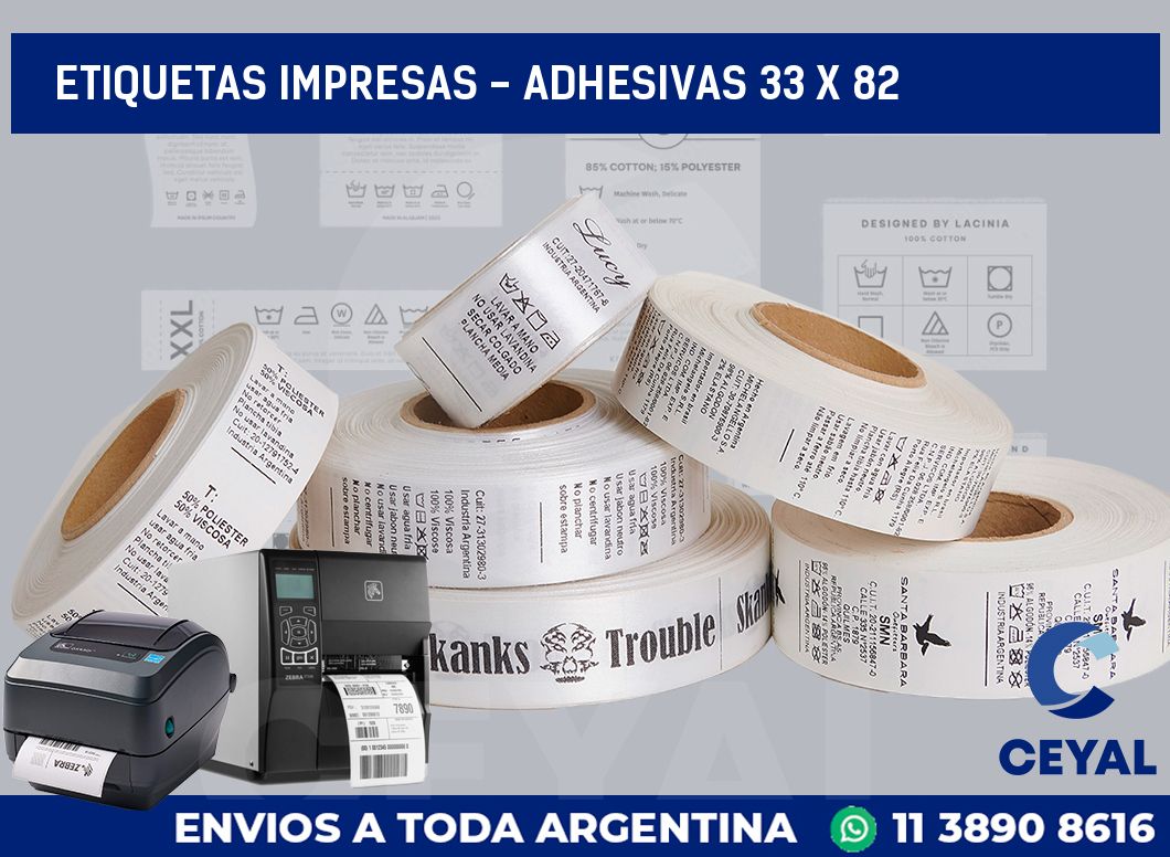 etiquetas impresas - Adhesivas 33 x 82