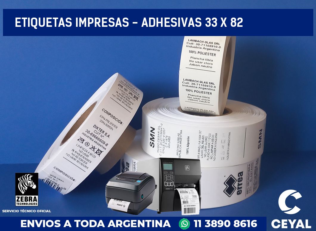 etiquetas impresas – Adhesivas 33 x 82