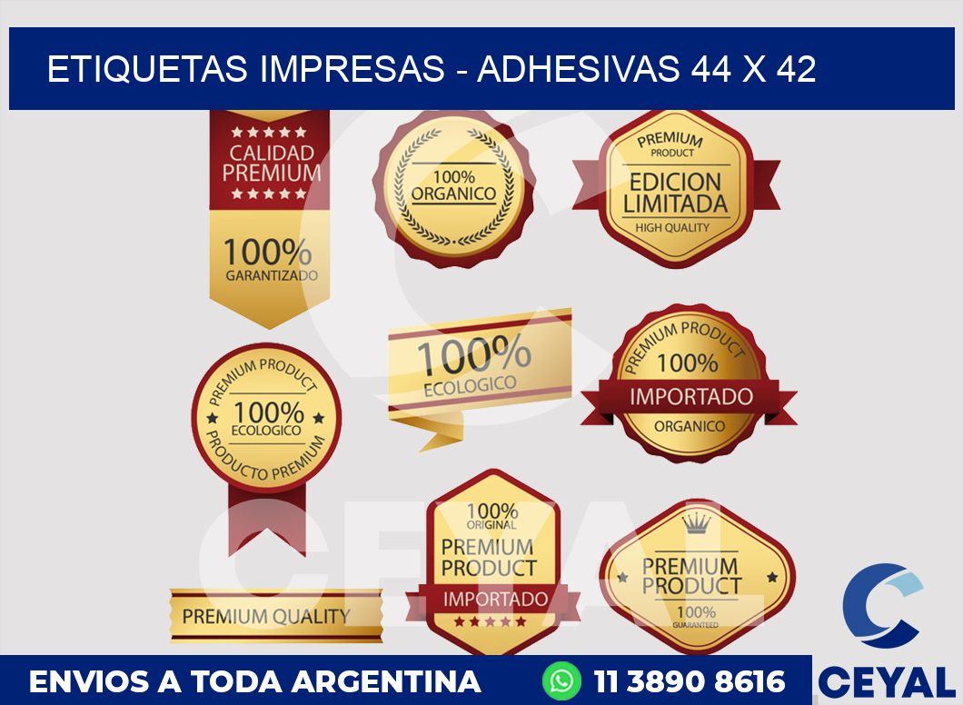 etiquetas impresas - Adhesivas 44 x 42