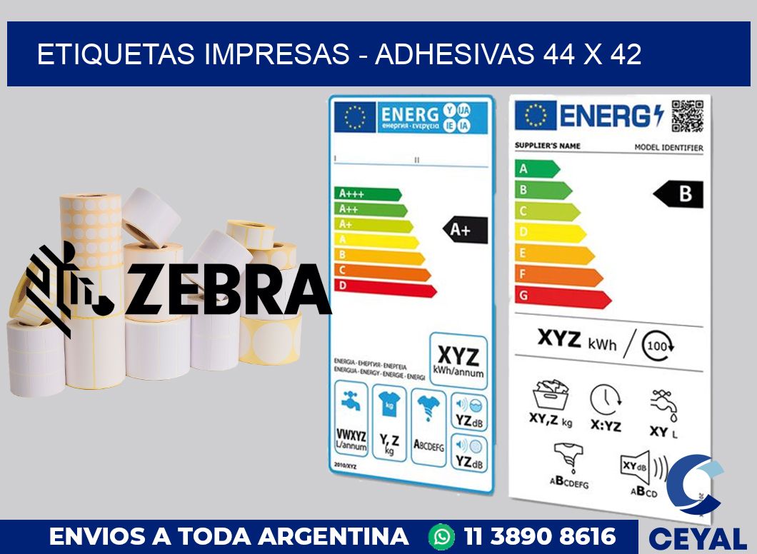 etiquetas impresas - Adhesivas 44 x 42