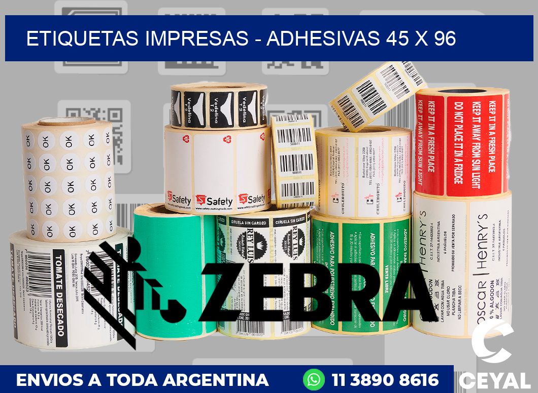 etiquetas impresas - Adhesivas 45 x 96