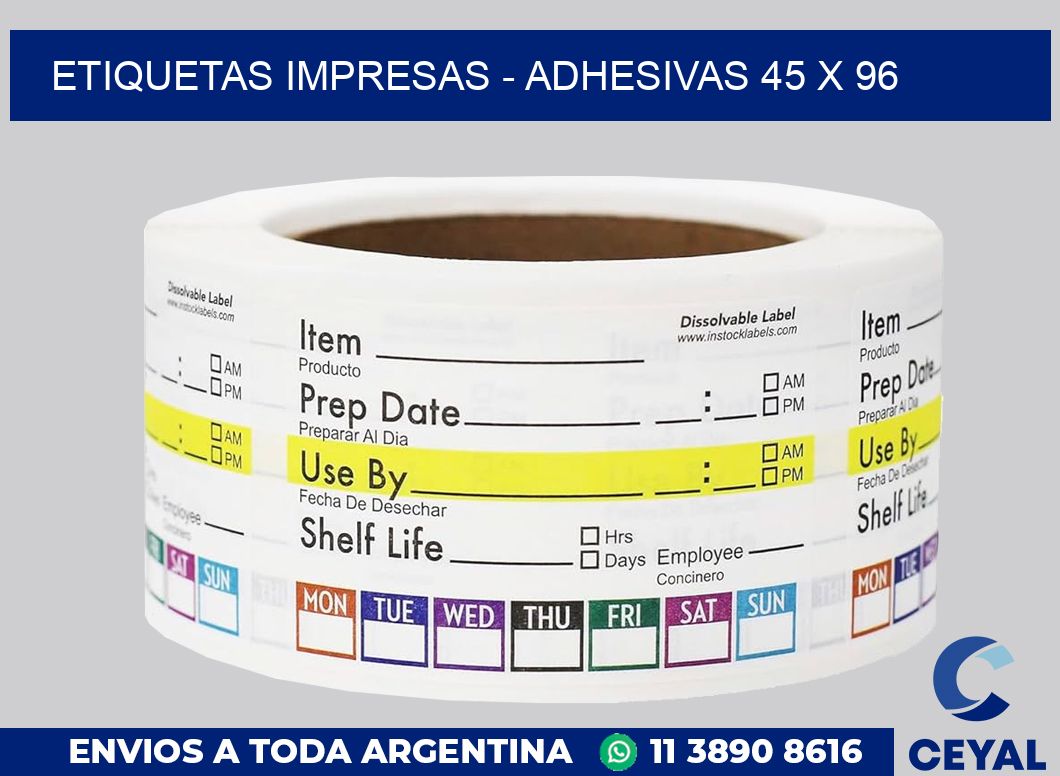 etiquetas impresas – Adhesivas 45 x 96