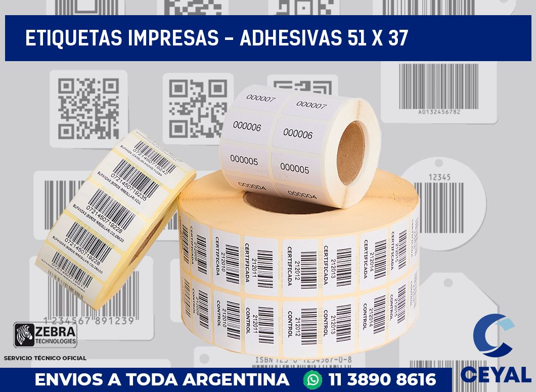 etiquetas impresas – Adhesivas 51 x 37