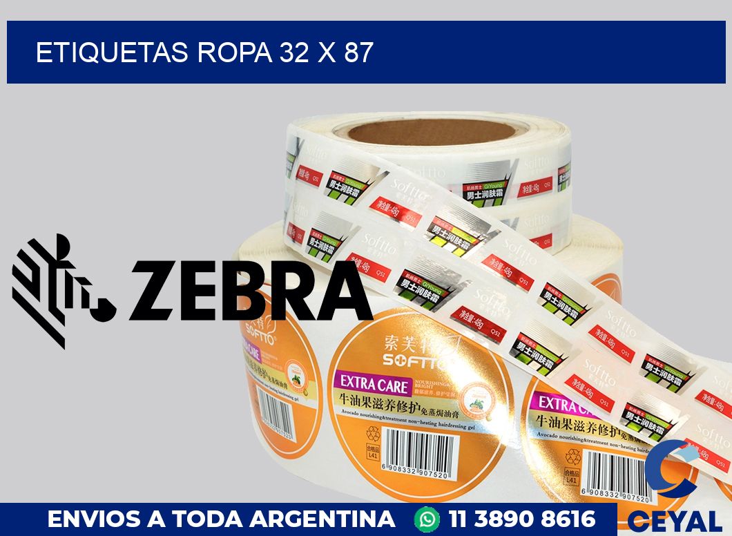 etiquetas ropa 32 x 87