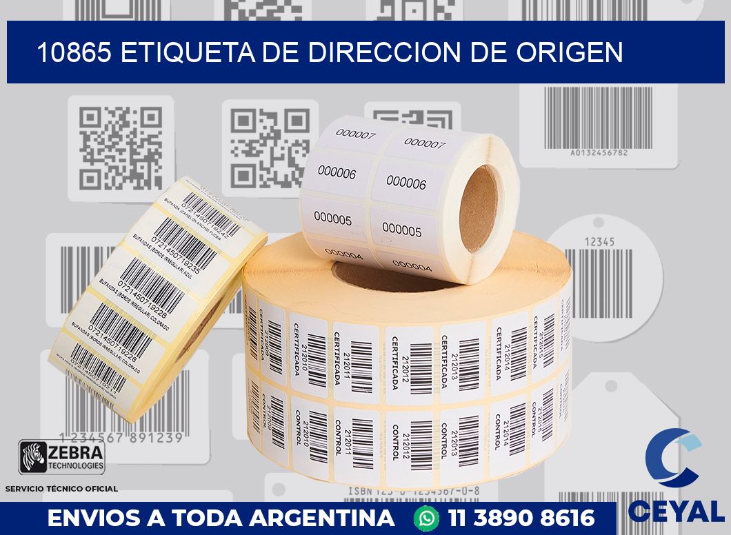 10865 Etiqueta de direccion de origen