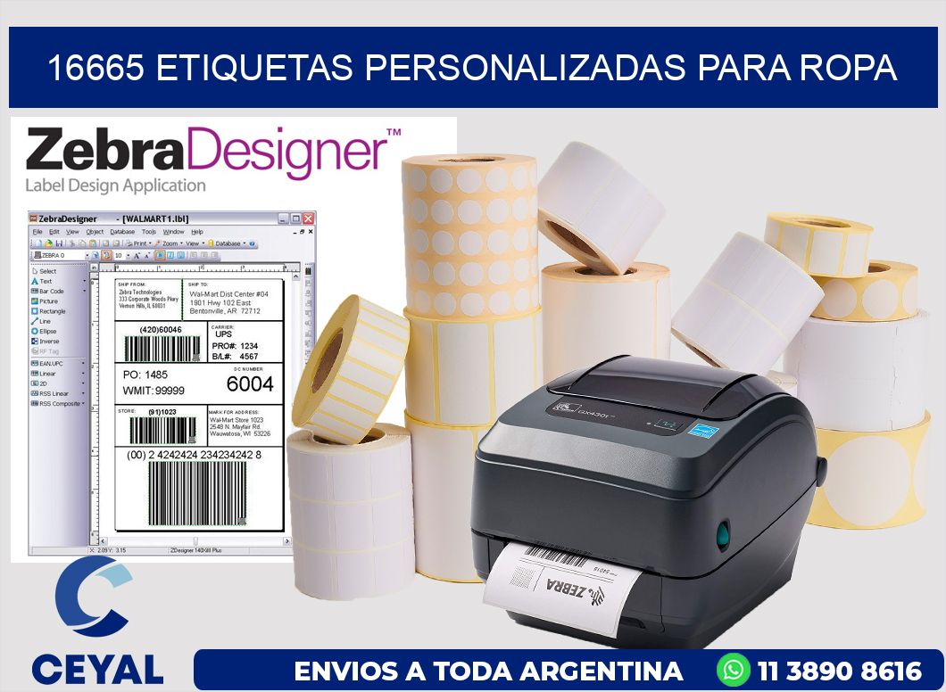 16665 Etiquetas personalizadas para ropa