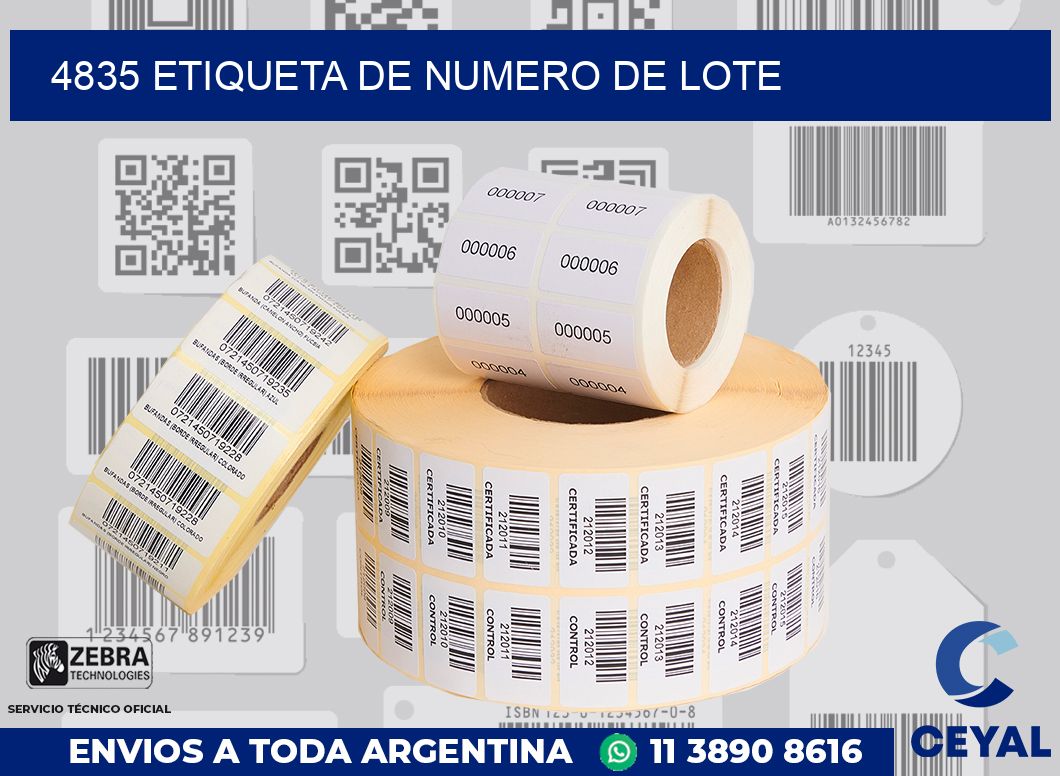 4835 Etiqueta de numero de lote