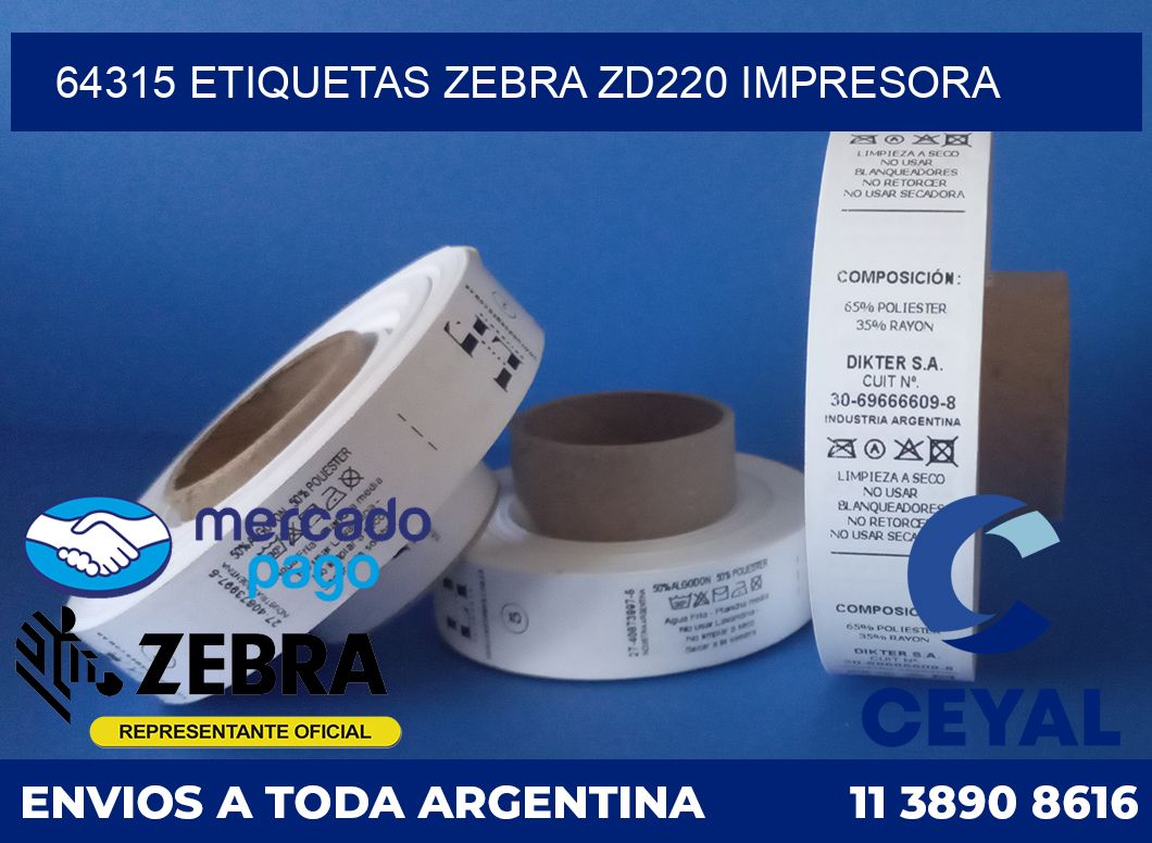 64315 etiquetas Zebra zd220 impresora