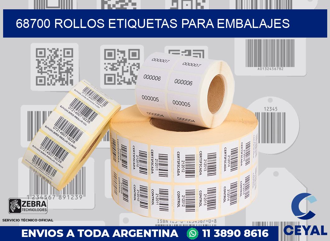 68700 Rollos etiquetas para embalajes