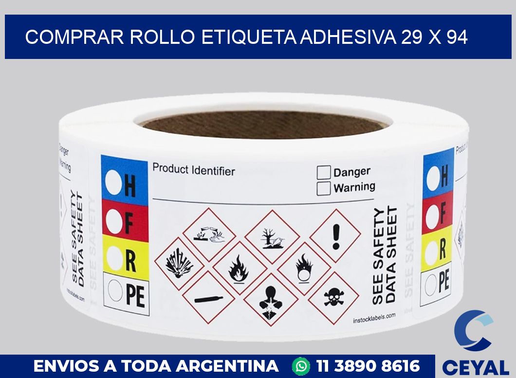 Comprar rollo etiqueta adhesiva 29 x 94