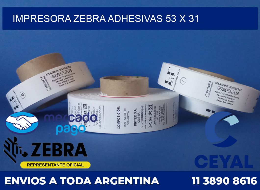 Impresora Zebra adhesivas 53 x 31