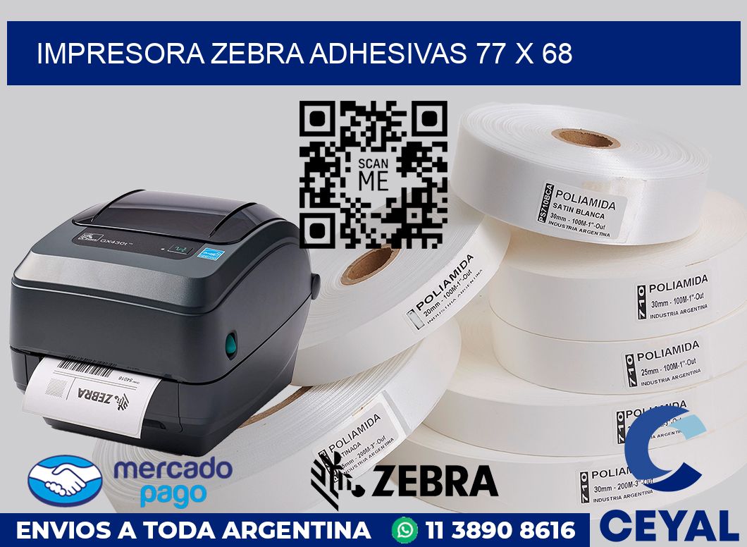 Impresora Zebra adhesivas 77 x 68