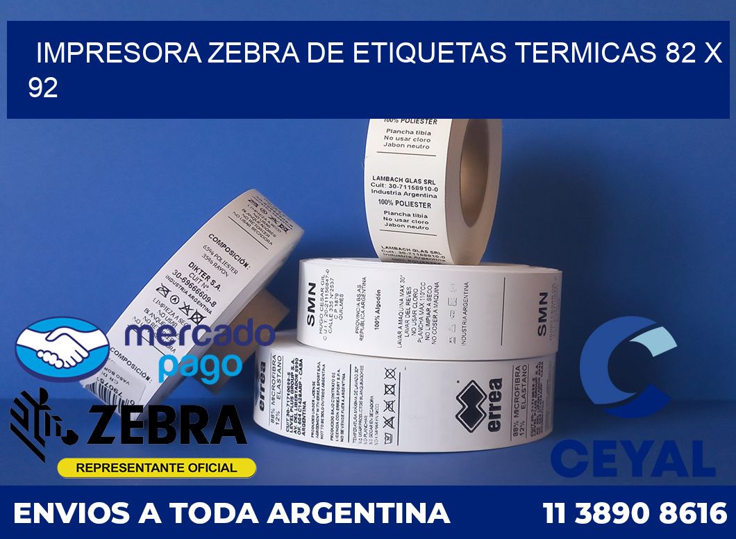 Impresora Zebra de etiquetas termicas 82 x 92