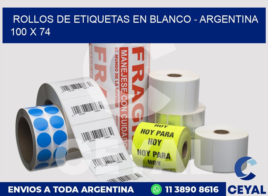 Rollos de etiquetas en blanco - Argentina 100 x 74