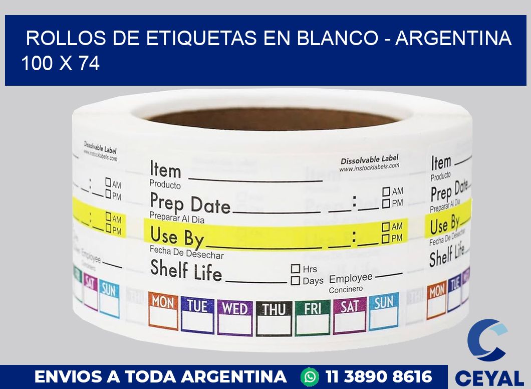 Rollos de etiquetas en blanco – Argentina 100 x 74