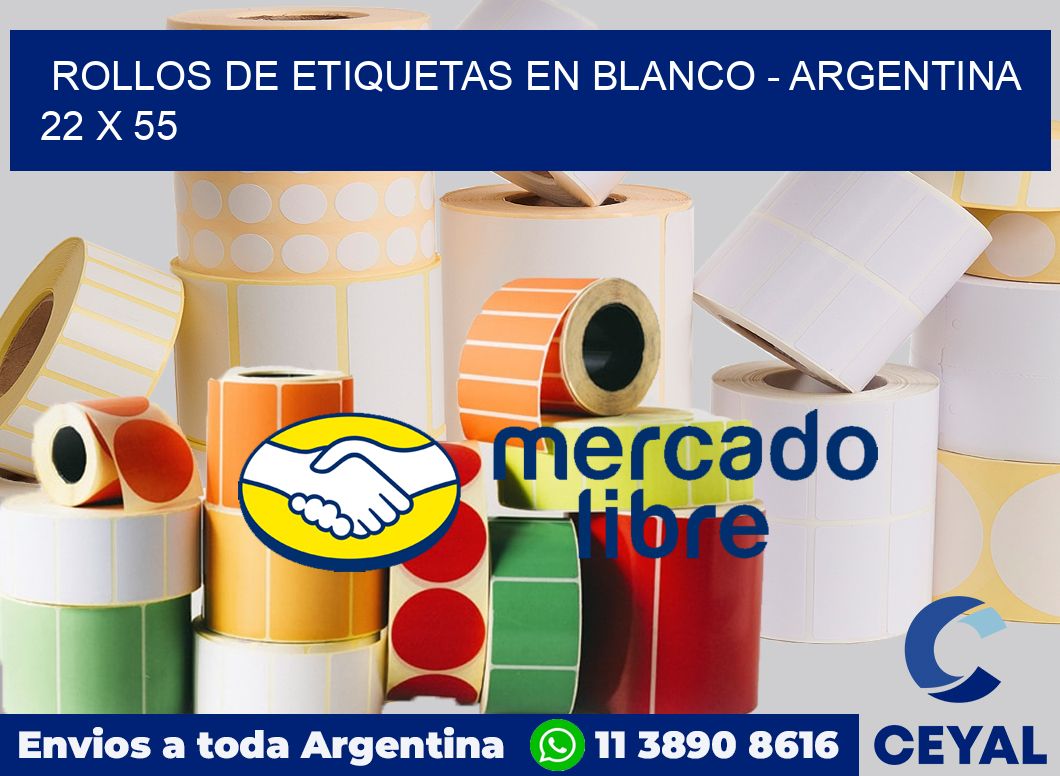 Rollos de etiquetas en blanco - Argentina 22 x 55