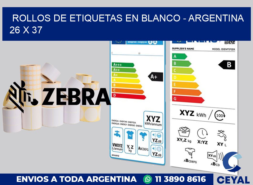 Rollos de etiquetas en blanco - Argentina 26 x 37