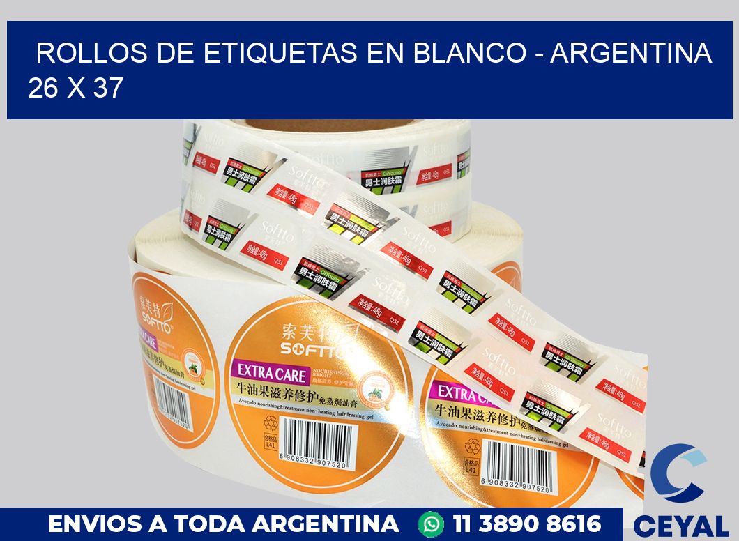 Rollos de etiquetas en blanco – Argentina 26 x 37