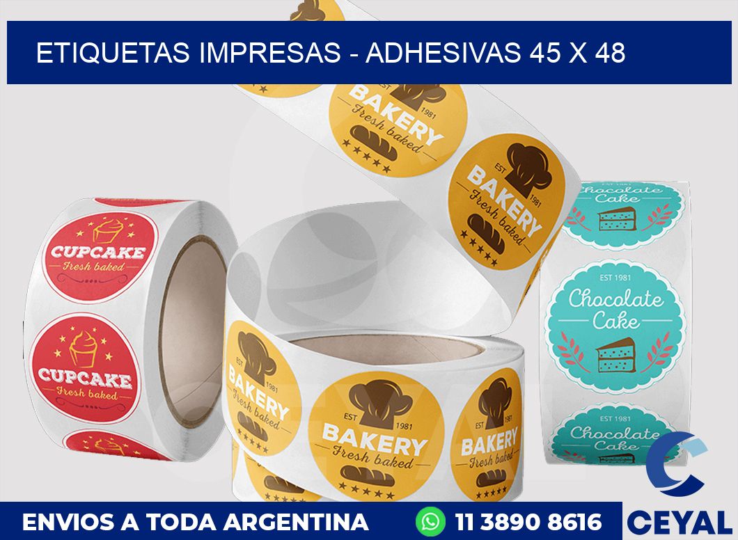 etiquetas impresas – Adhesivas 45 x 48