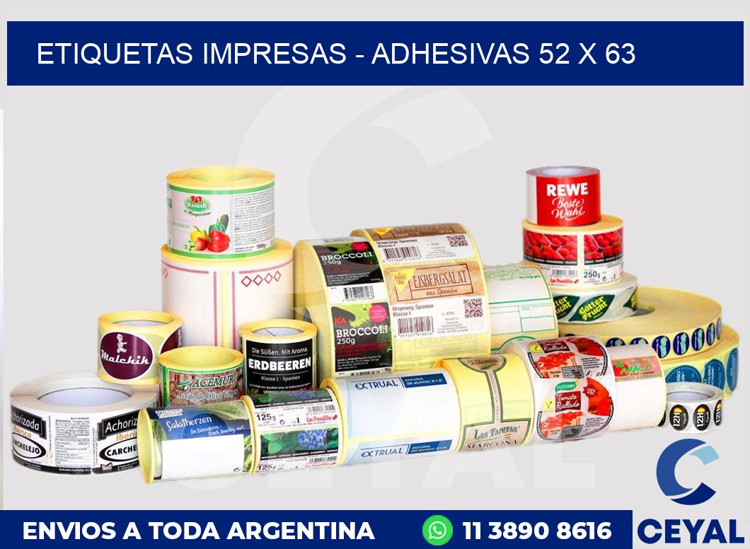 etiquetas impresas – Adhesivas 52 x 63