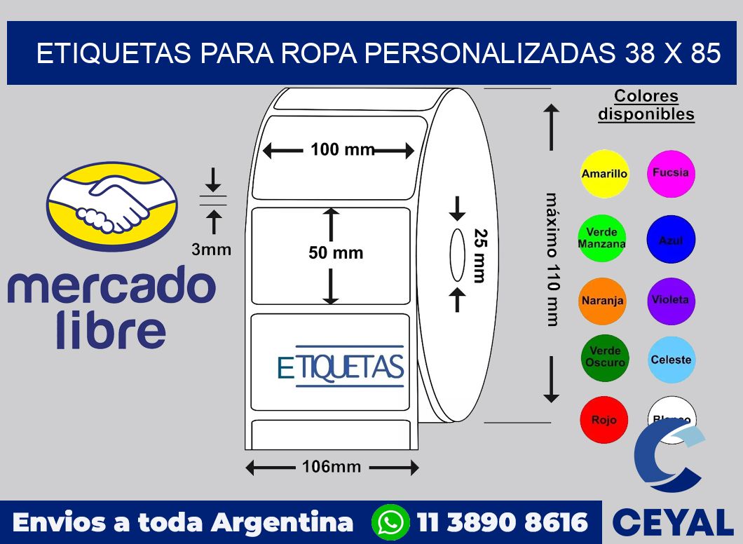 etiquetas para ropa personalizadas 38 x 85