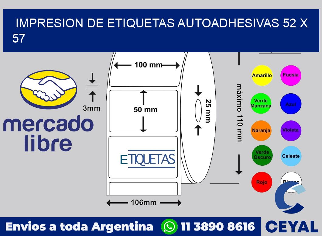 impresion de etiquetas autoadhesivas 52 x 57