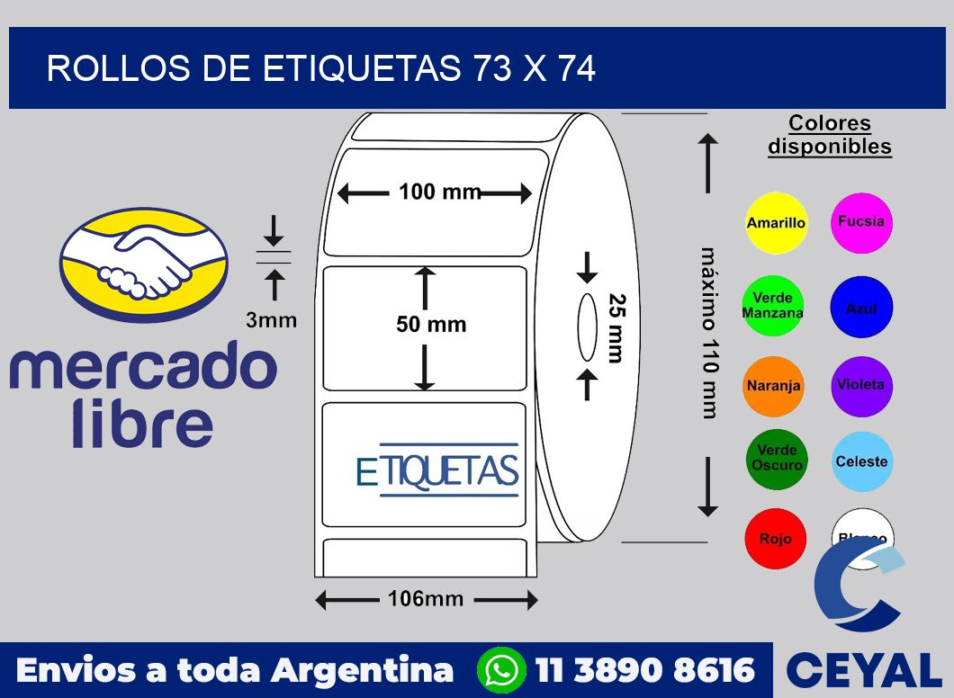 rollos de etiquetas 73 x 74