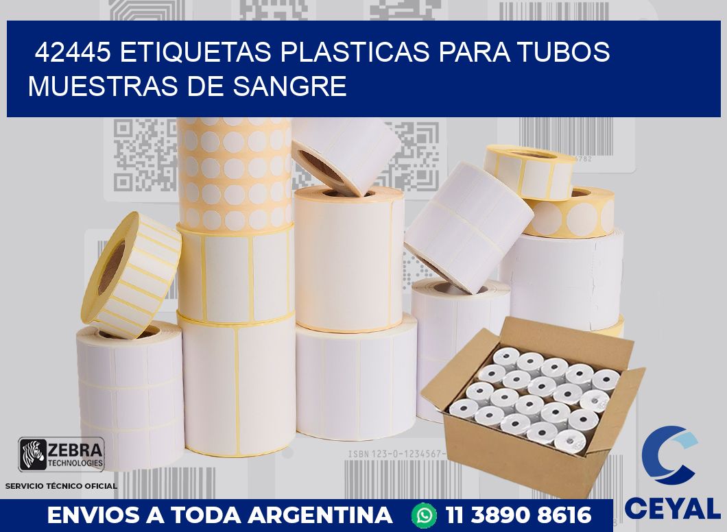 42445 ETIQUETAS PLASTICAS PARA TUBOS MUESTRAS DE SANGRE