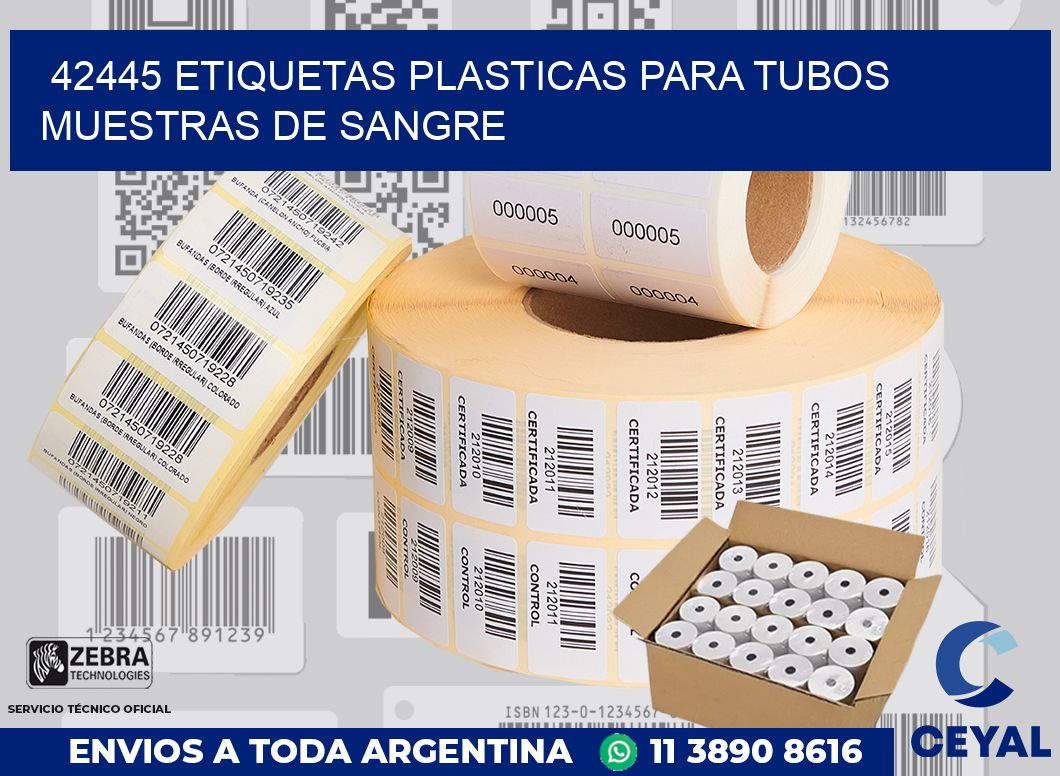 42445 ETIQUETAS PLASTICAS PARA TUBOS MUESTRAS DE SANGRE