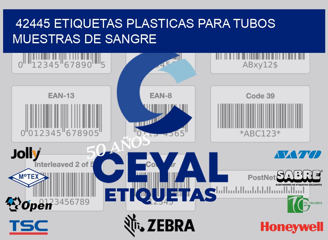 42445 ETIQUETAS PLASTICAS PARA TUBOS MUESTRAS DE SANGRE