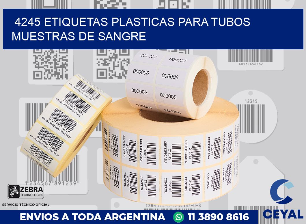 4245 ETIQUETAS PLASTICAS PARA TUBOS MUESTRAS DE SANGRE