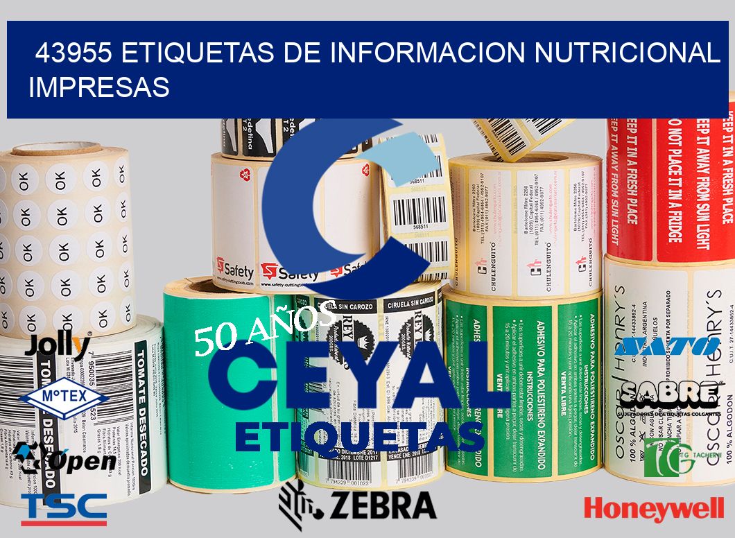 43955 ETIQUETAS DE INFORMACION NUTRICIONAL IMPRESAS