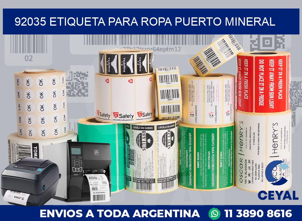 92035 ETIQUETA PARA ROPA PUERTO MINERAL